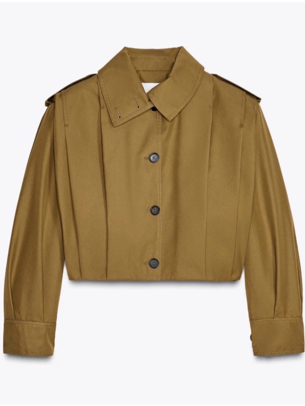 Zara ZW Collection Pleated Cropped Jacket - Olive Green - M